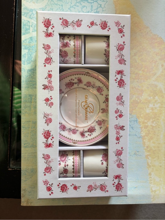 Grace Teaware Other - Grace teaware set of 4 espresso cups + saucers.Pink + white floral design. 26.00